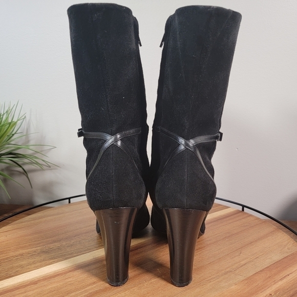 GIORGIO ARMANI black suede heel boots booties 38.5 - Picture 7 of 17